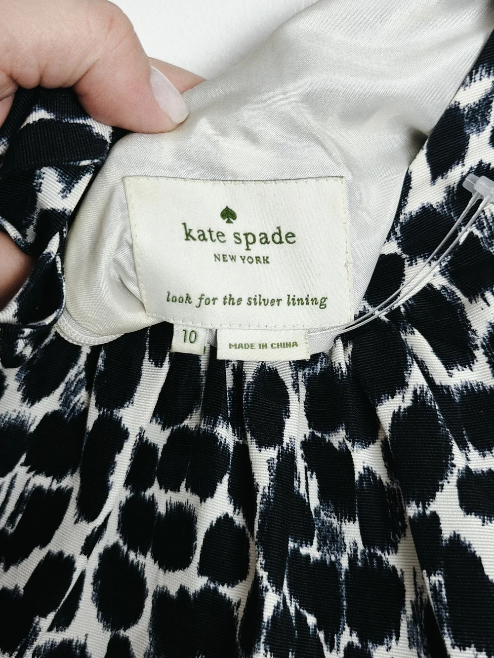 kate spade Black and White Leopard Print Long Sleeve Shift Dress